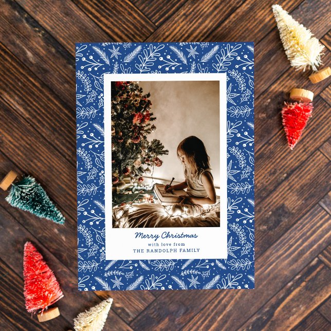 Cartão De Festividades Foto do Solteiro Vertical (Blue) (Criador carregado)