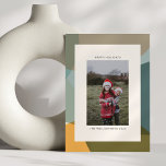 Cartão De Festividades Foto do Teal do Abstrato de Arte Verde Moderna<br><div class="desc">Placa de Férias de Natal Personalizadas com Planta de Abstrato moderna</div>