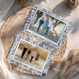 Cartão De Festividades Foto do Toile de Papais noeis de Natal Azul