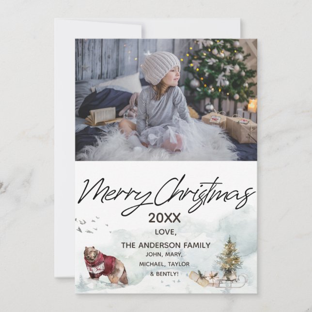 Cartão De Festividades Foto do Urso de Leve da Floresta Woodland Feliz Na (Frente)