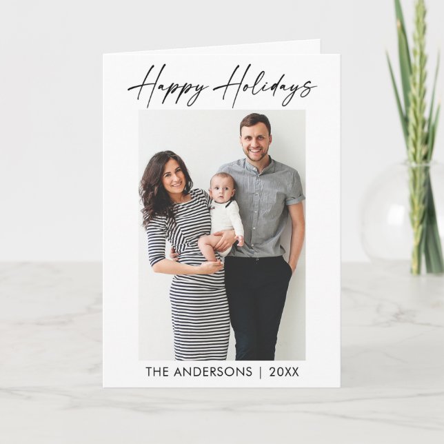 Cartão De Festividades Foto dobrada de script de tinta da caligrafia mode (Frente)