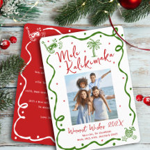 Foto Doodle de Natal Vermelho Verde Mele Kalikimak