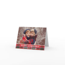 Foto dos Avós com Xadrez de Natal Rústico