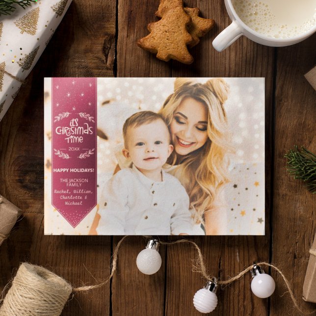 Cartão De Festividades Foto dos feriados felizes do Burgundi no Natal (Criador carregado)