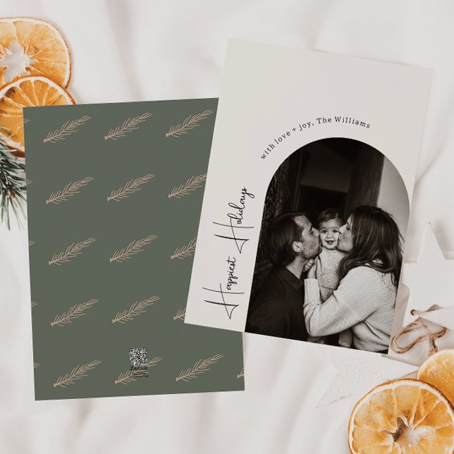 Cartão De Festividades Foto dos feriados mais felizes do Modern Boho Arch (Criador carregado)