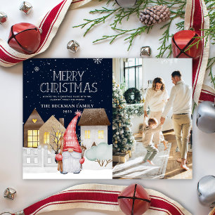 Cartão De Festividades Foto dos gnomos bonitos Inverno Neve Feliz Natal