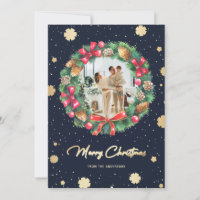 Foto Dourada de Flocos de Neve Azul