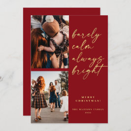 Cartão De Festividades Foto Dourada de Script Sempre Brilhante, Natal Ver