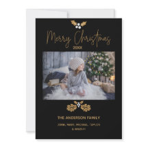 Foto Dourada e Negra Simples Feliz Natal