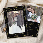 Cartão De Festividades Foto Dourada Neve Preta do Natal Moderno 2<br><div class="desc">Cartão de Feriado de Foto Dourado Neve 2 Preto para Natal Moderno</div>