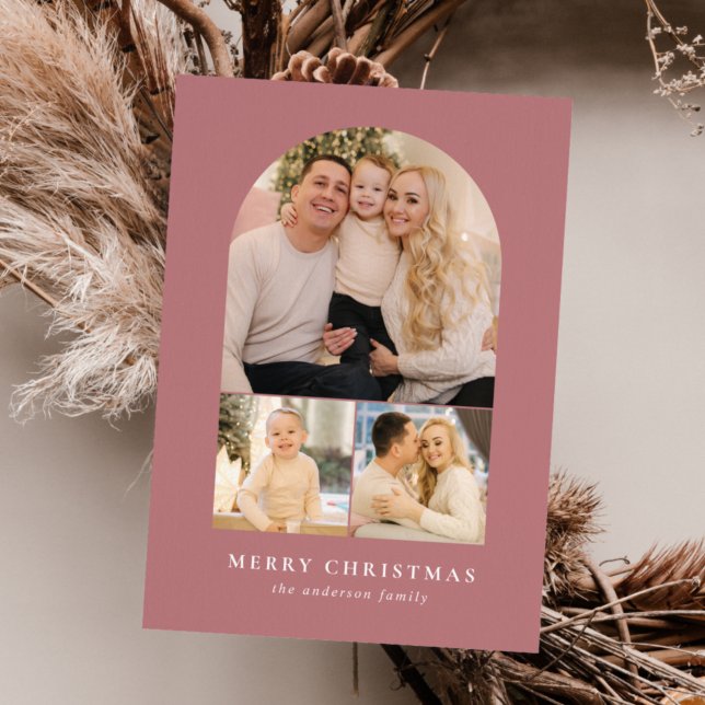 Cartão De Festividades Foto Dusty Rosa Minimalist Arch 3 (Criador carregado)