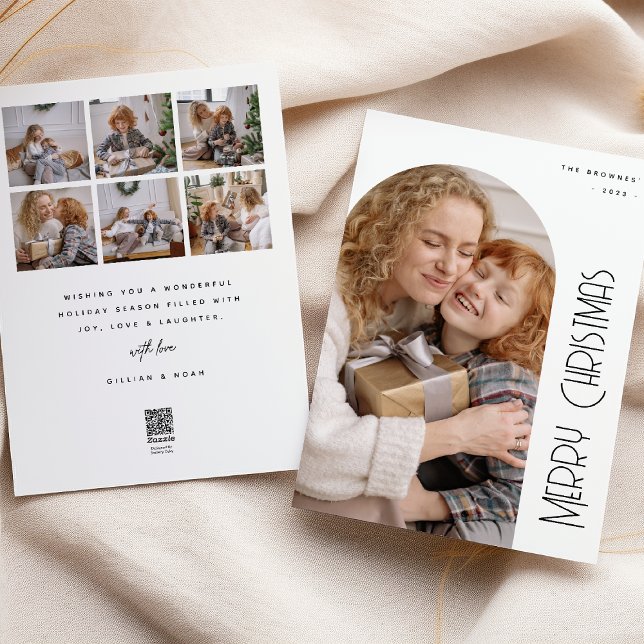 Cartão De Festividades Foto e Colagem de Arco de Natal Mínimo (Criador carregado)