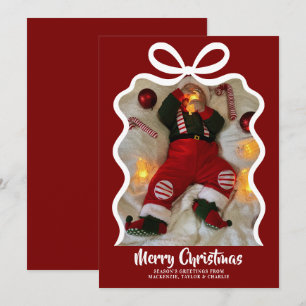 Cartão De Festividades Foto e Fita Personalizados de Feliz Natal