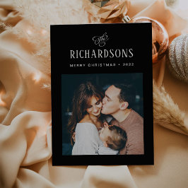 Cartão De Festividades Foto e nome da família Elegante | Feliz Natal