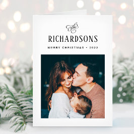 Cartão De Festividades Foto e nome da família Elegante | Feliz Natal