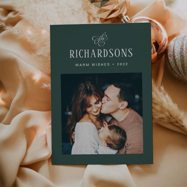 Cartão De Festividades Foto e nome da família Elegante | Fios Quentes (Criador carregado)