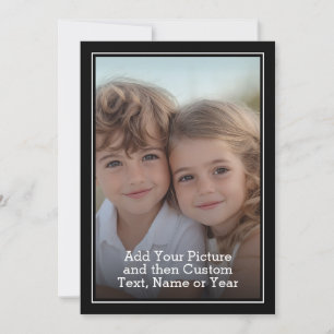 Cartão De Festividades Foto e Texto Personalizados com Borda Preta