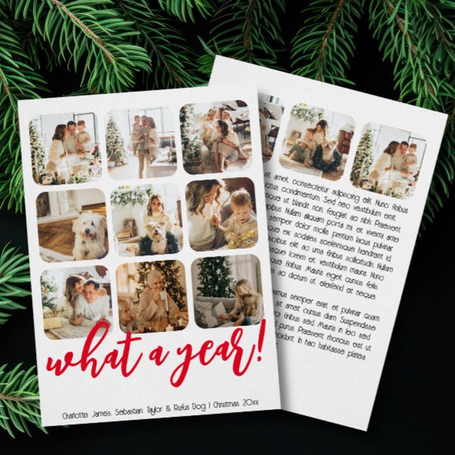 Cartão De Festividades Foto e texto personalizados para o ano 12 (What a Year 12 Photo and Text Personalized Holiday Cards by Ricaso. Make your own Christmas cards)