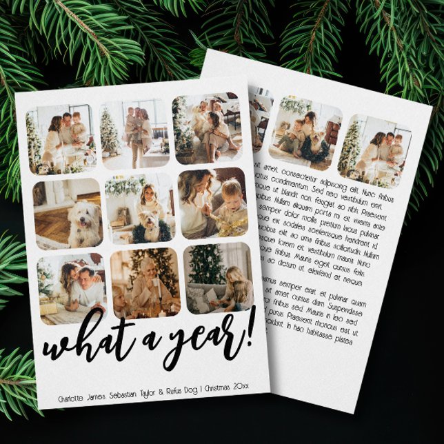 Cartão De Festividades Foto e texto personalizados para o ano 12 (What a Year 12 Photo and Text Personalized Holiday Cards by Ricaso. Christmas cards made by you)