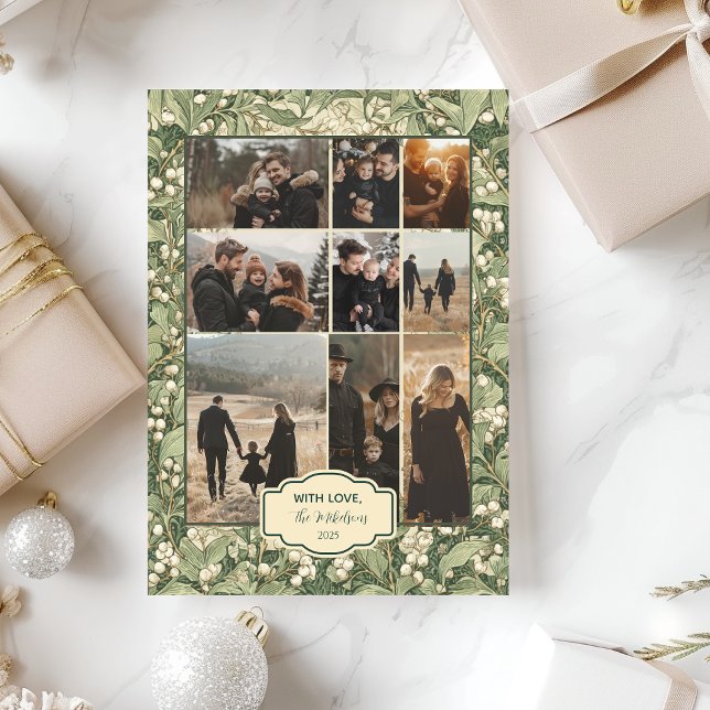 Cartão De Festividades Foto Elegant White Holly Natal (Criador carregado)