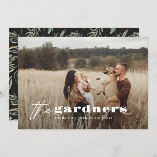 Cartão De Festividades Foto elegante, botânica negra mínima