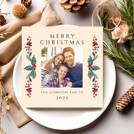 Cartão De Festividades Foto Elegante de Greenery de Natal