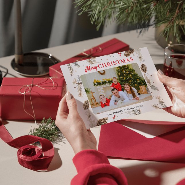 Cartão De Festividades Foto Elegante de Inverno em Aquarela Pastel (Criador carregado)