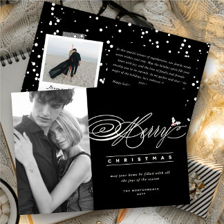 Cartão De Festividades Foto Elegante de Script Clássico Feliz de Natal