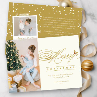 Cartão De Festividades Foto Elegante de Script Clássico Feliz de Natal