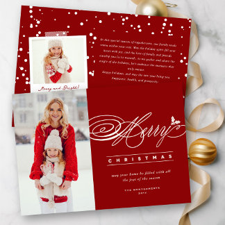 Cartão De Festividades Foto Elegante de Script Clássico Feliz de Natal