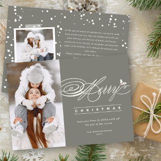 Cartão De Festividades Foto Elegante de Script Clássico Feliz de Natal