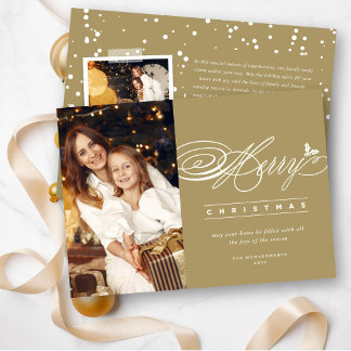 Cartão De Festividades Foto Elegante de Script Clássico Feliz de Natal