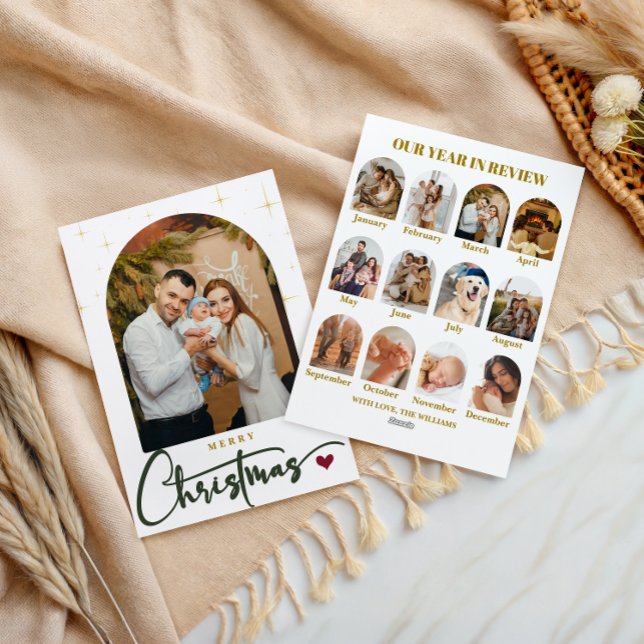 Cartão De Festividades Foto Elegante Feliz Ano de Natal em Revisão (Criador carregado)