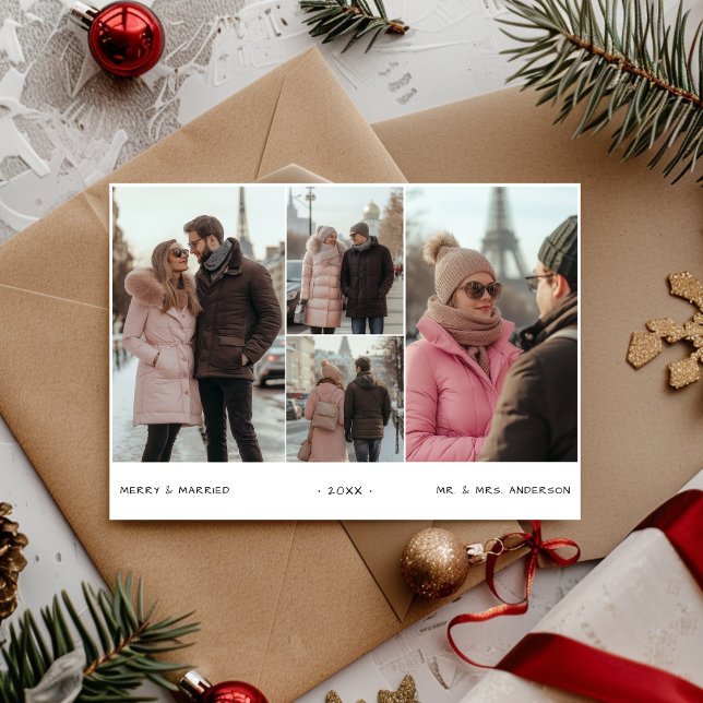 Cartão De Festividades Foto Elegante Nova Feliz e Natal casado (Criador carregado)