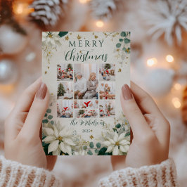 Cartão De Festividades Foto Elegante White Poinsettia Natal