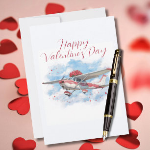 Cartão De Festividades Foto engraçada de avião antigo e buquê de flores