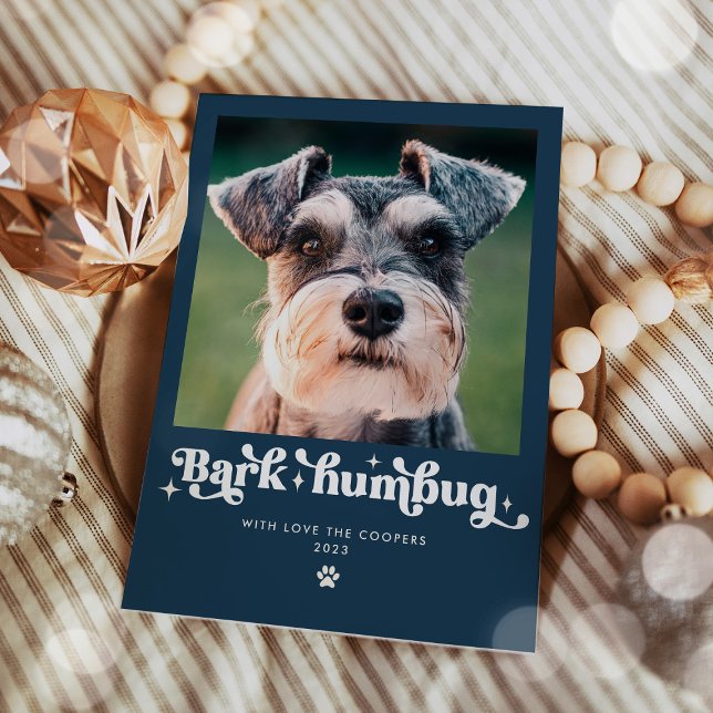 Cartão De Festividades Foto engraçada de cachorro de Natal Bark Humbug (Criador carregado)