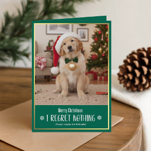 Cartão De Festividades Foto Engraçada de Cachorro Fofo no Natal Dobrada
