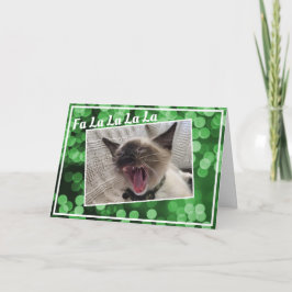 Cartão De Festividades Foto Engraçada de Gatinho Siames Cantando no Natal