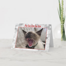 Cartão De Festividades Foto Engraçada de Gatinho Siames Natalino Cantando