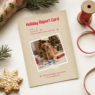 Cartão De Festividades Foto engraçada de Natal com frase de cachorro retr