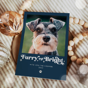 Cartão De Festividades Foto engraçada de Natal de cachorro fofo e brilhan
