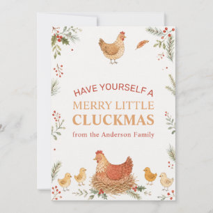 Cartão De Festividades Foto engraçada de Natal de frango Merry Cluckmas