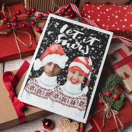 Cartão De Festividades Foto Engraçada Personalizada Natal Deixe Nevar