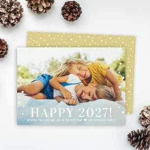 Cartão De Festividades Foto Feliz 2027 Champagne com Confetes
