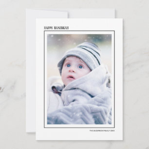 Cartão De Festividades Foto Feliz da Família Hanukkah Preta e Branca