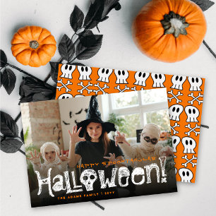 Cartão De Festividades Foto Feliz de Halloween Espetacular com Caveiras e