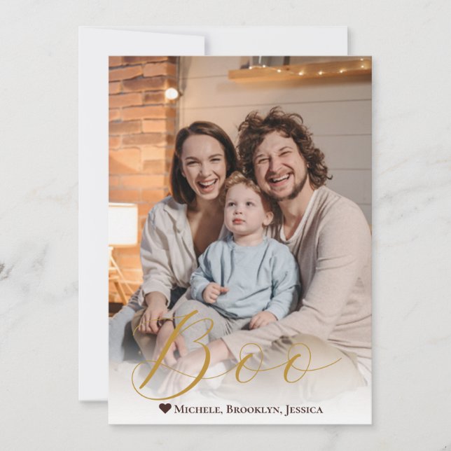 Cartão De Festividades Foto Feliz de Halloween, Letra Mão Spooky (Frente)