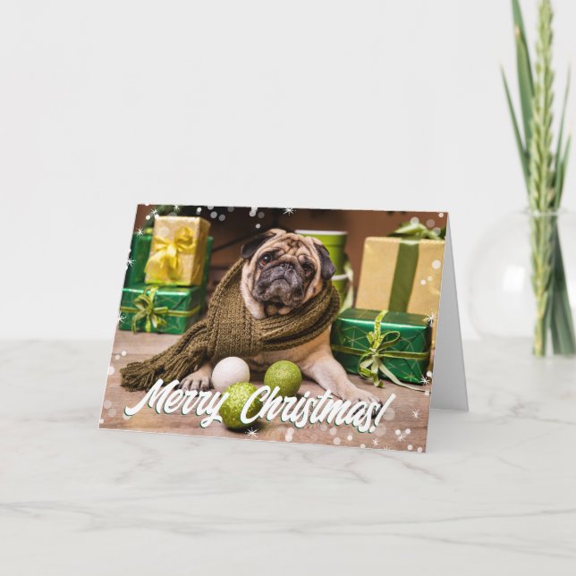 Cartão De Festividades Foto feliz de Natal do Modern Bokeh (Frente)