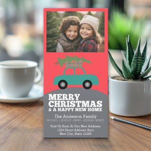 Cartão De Festividades Foto Feliz de Natal - Novo Endereço Residencial e